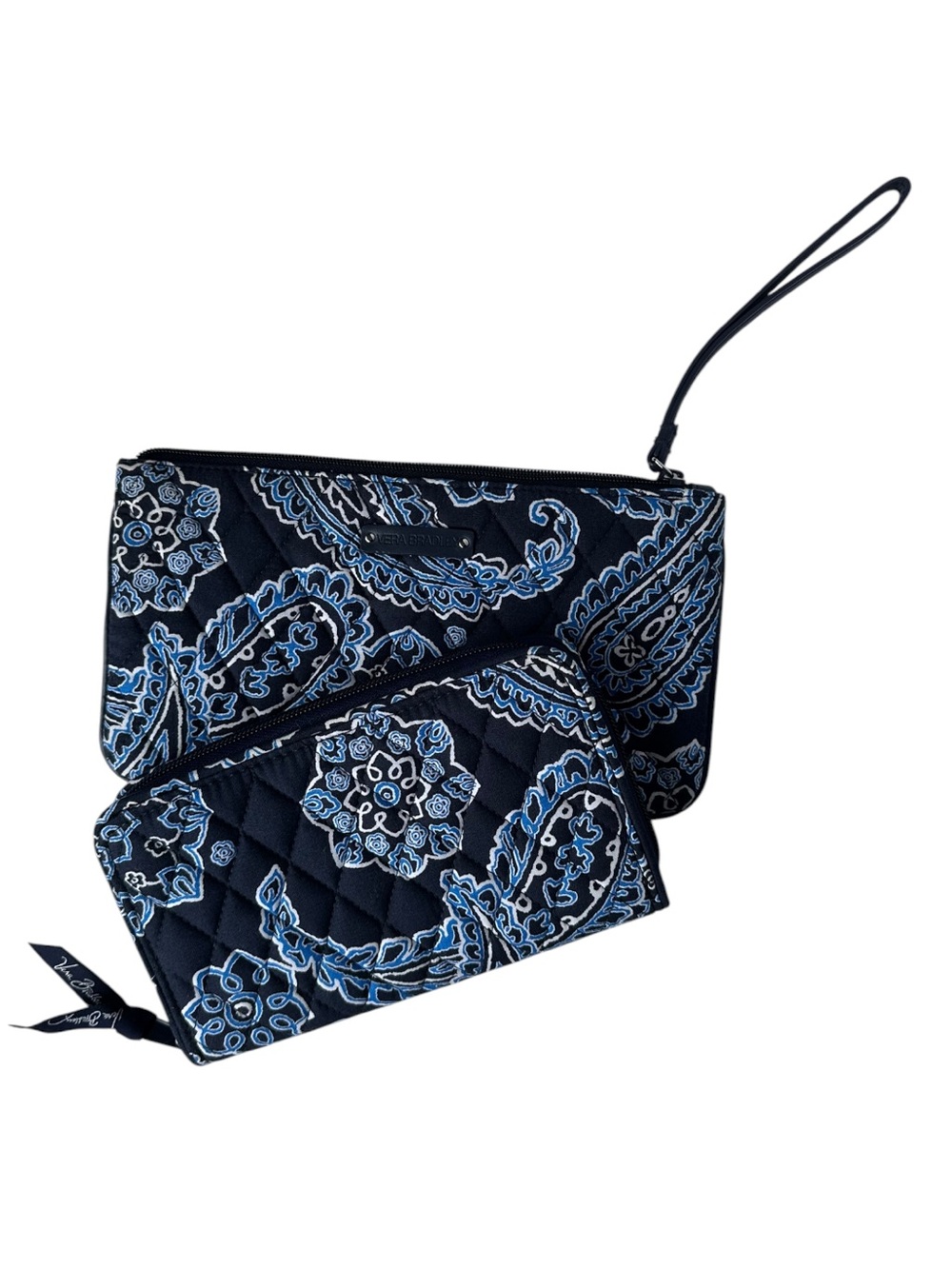 Vera Bradley Blue Bandana Paisley Print Accordion Zip Around Wallet